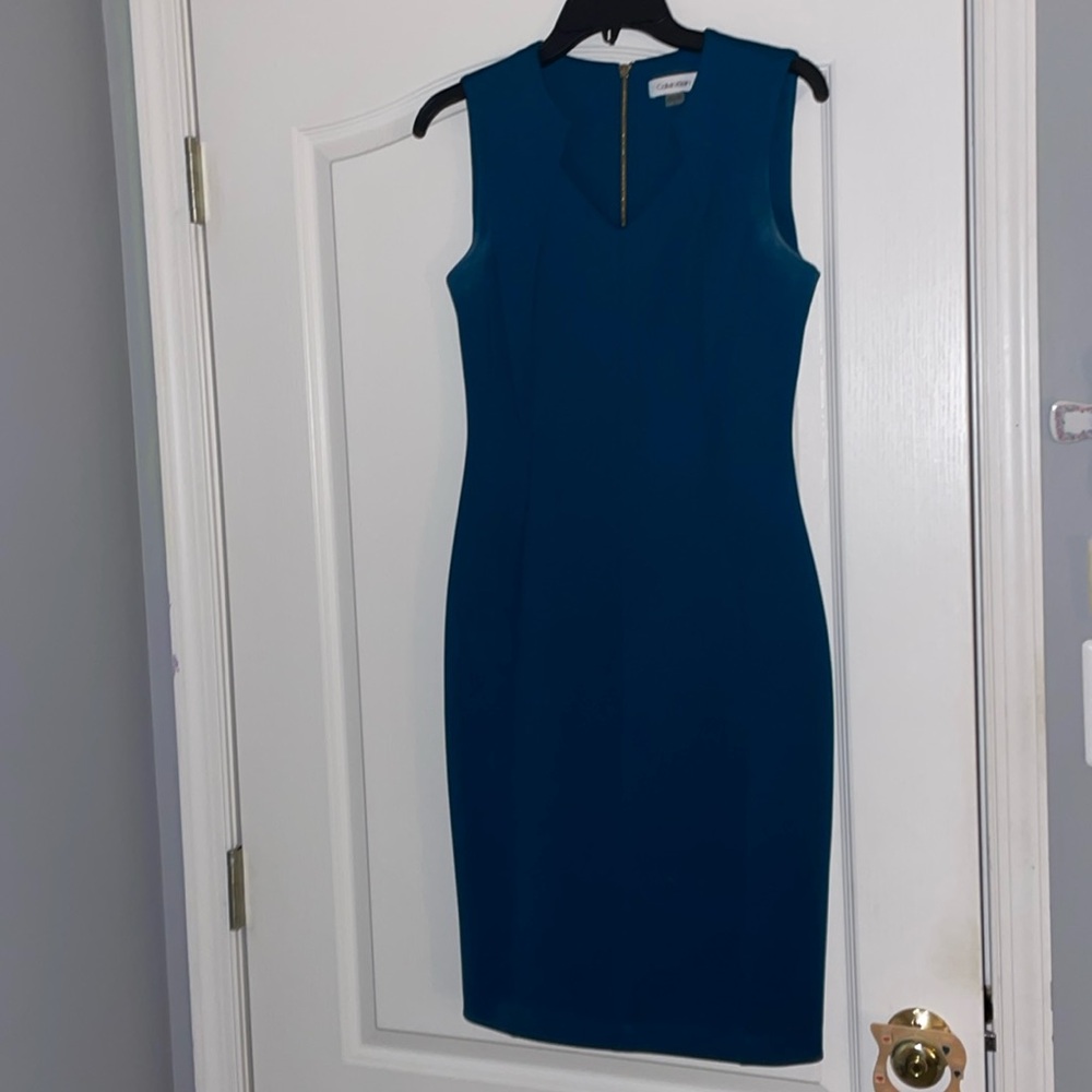 Calvin Klein torquoise midi dress